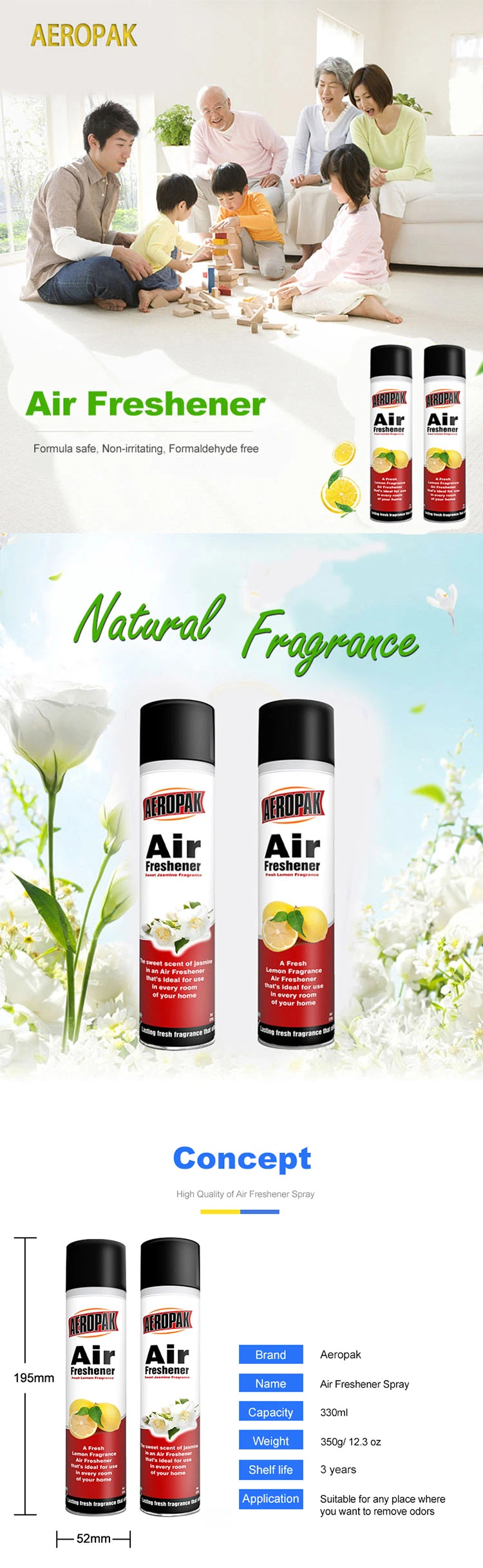 Environment Friendly Air Freshener Spray 330ml Air Freshener Strawberry Fragrance
